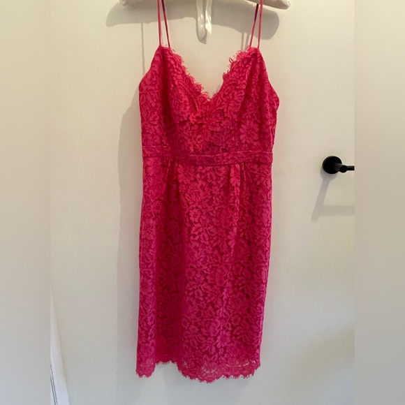 Spaghetti-strap dress in lace-bright pink - Picture 2 of 2